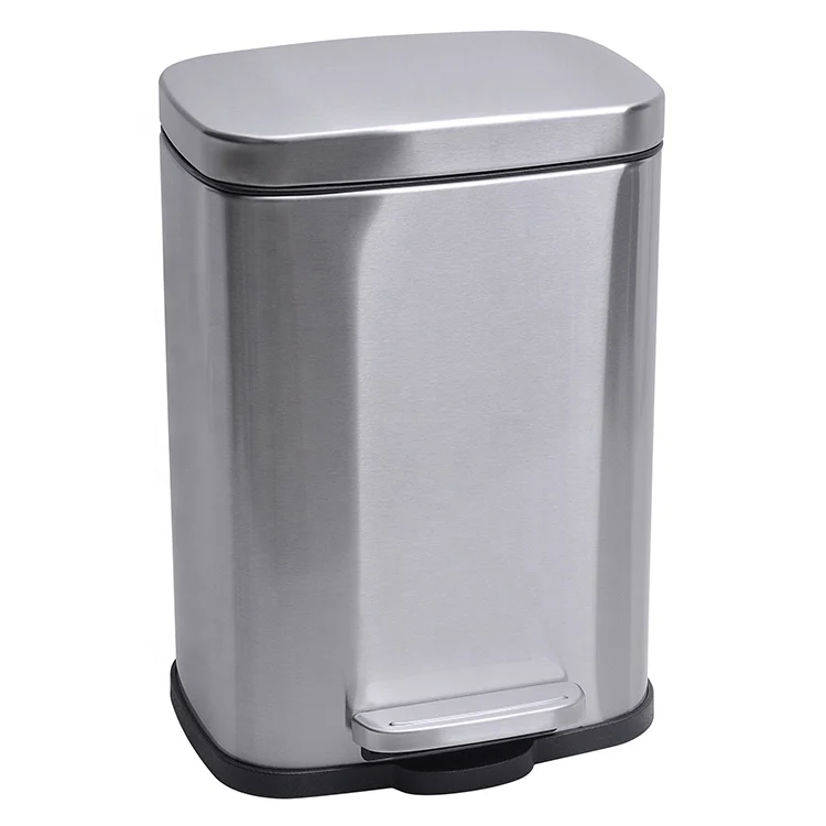 5L Basics Stainless Steel Rectangular Soft-close Garbage Bin Step Trash Can Pedal Bin