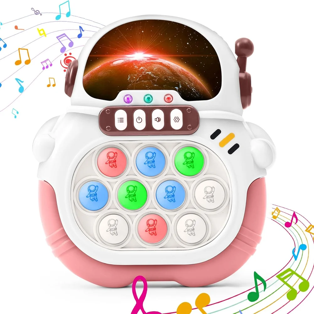 ET Quick Push Pop Game 6 Modes Fast Push Bubble Game Console Pop Fidget Light up Handheld Puzzle Game Machine Gift for Kids