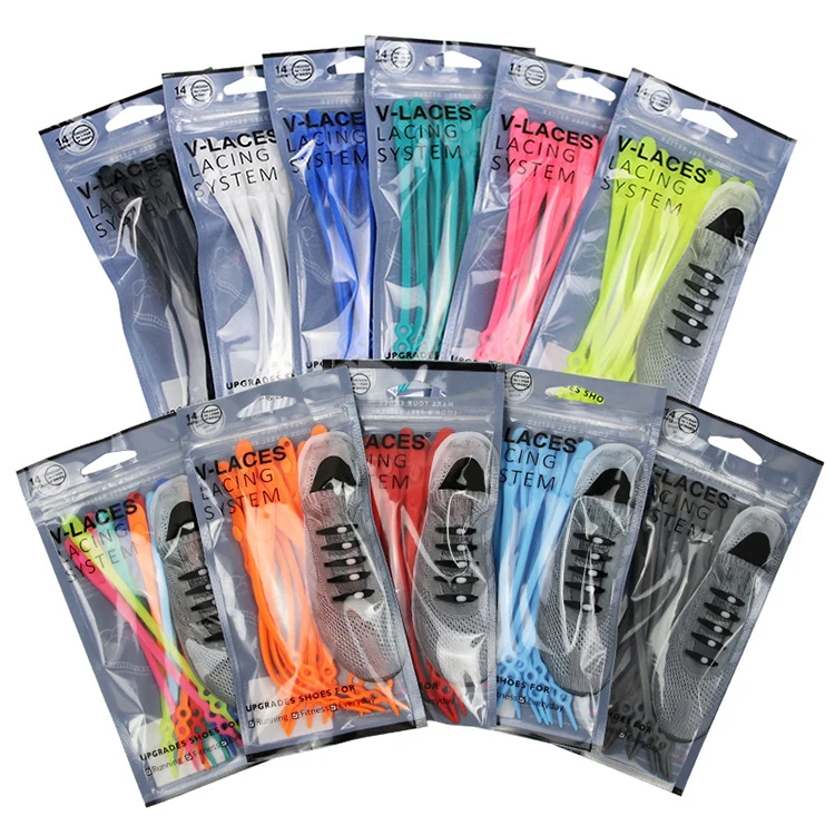 
Custom Waterproof No Tie Shoelaces Elastic Silicone Tieless Shoe Laces for Adults 