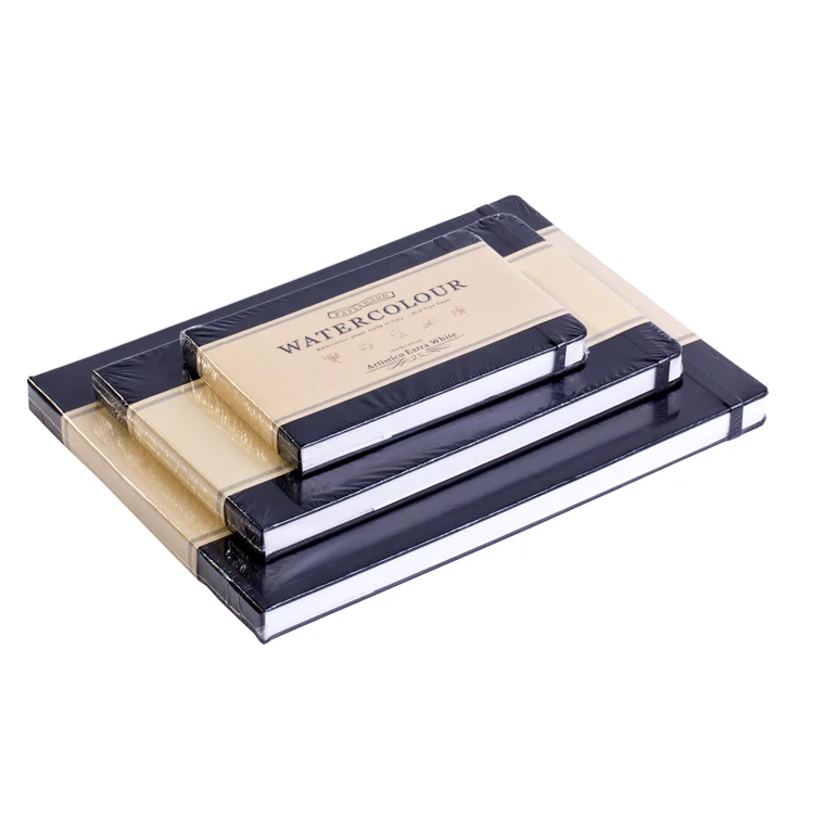  custom hardcover perfect binding genuine leather cover 300g 100% cotton fabriano watercolor paper