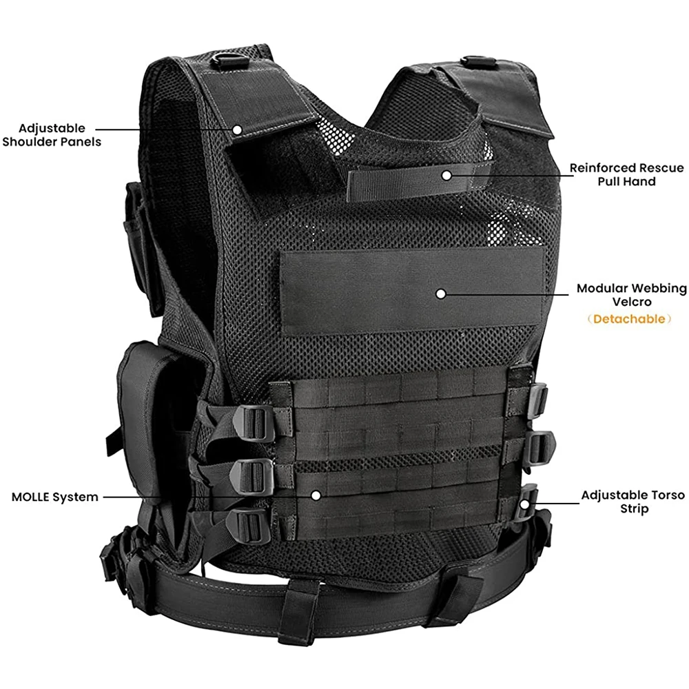 OBSHORSE уличный черный высококачественный сетчатый жилет для дежурства CS игровой жилет мешочек для рыбалки спортивные CS игры тактический Треккинговый мужской жилет