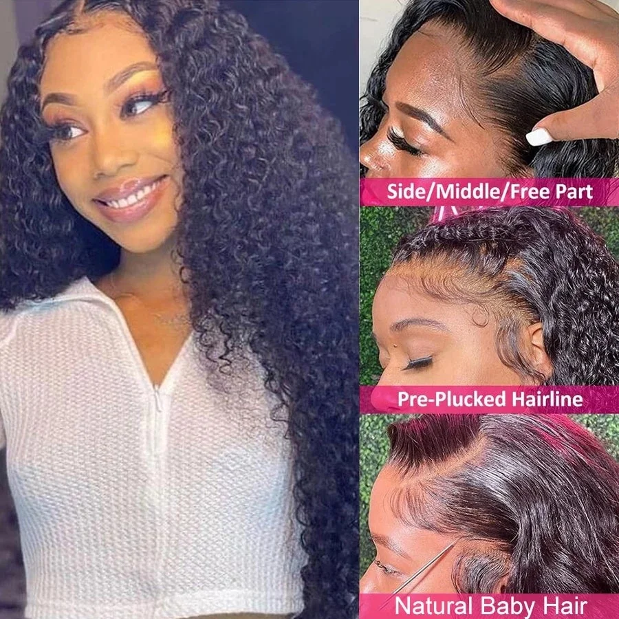 Lace Frontal Wig Vendors Wholesale Kinky Curly Transparent Lace Front Wigs For Black Women 100% Virgin Brazilian Human Hair Wigs