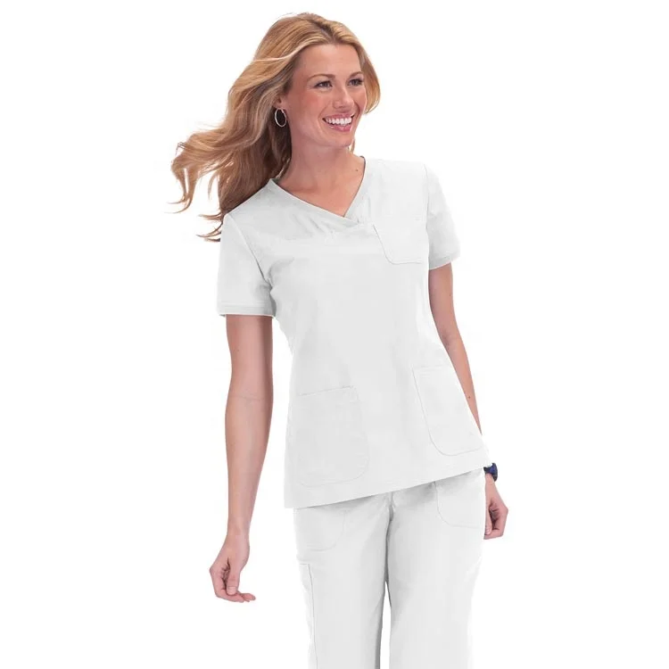 Women Wholesale Bulk Custom Hospital Tunic Hospital Suit Set Clothing Nurse Apparel Medical Uniform Wear Scrub Top