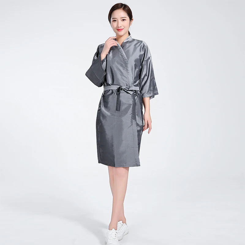 Newest Salon Gown Robe Leaves Pattern Smock Kimono Hairdressing Cape Dress Beauty SPA Hotel Barber Clothes Night-gown