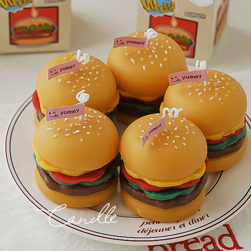 DGC Wholesale Creative Hamburger Shaped Scented Candle Design Gift Eco Friendly Handmade Food Candles
