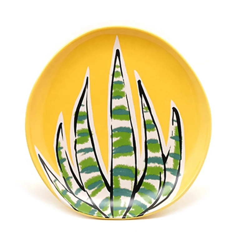 8.8 Inch High quality cactus plants ceramic salad plate dinner plate for spring summer