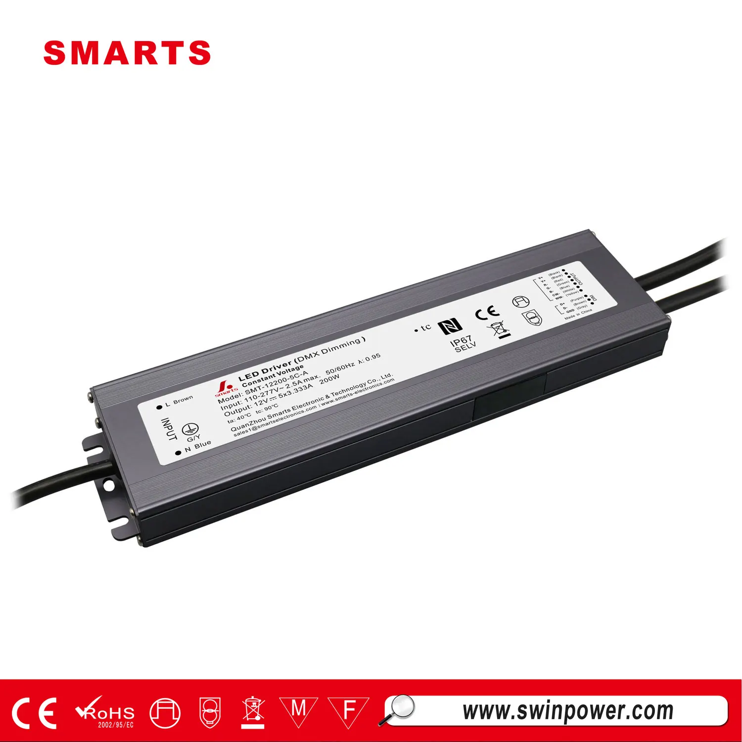 UL listed Smarts constant voltage wireless 12v 200W DMX512 led driver
