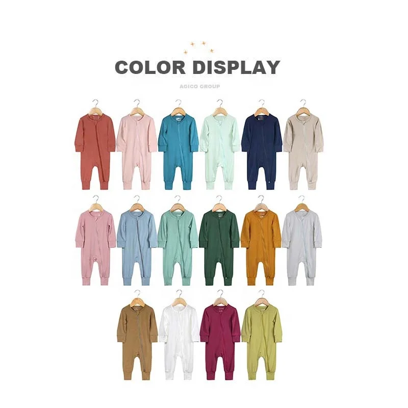 Wholesale Manufacturer Supplier 97% Bamboo 3% Spandex Baby Clothes Baby Romper Zipper Custom Print Logo Newborn Jumpsuit