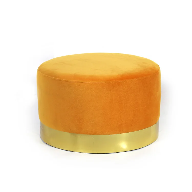 K&B Home Wholesale Round Velvet Fabric Foot Stool Ottoman For Living Room