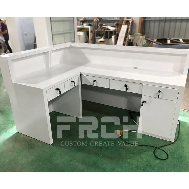 Индивидуальный дизайн L-образный белый офис медицинская клиника Парикмахерская стойка регистрации салон