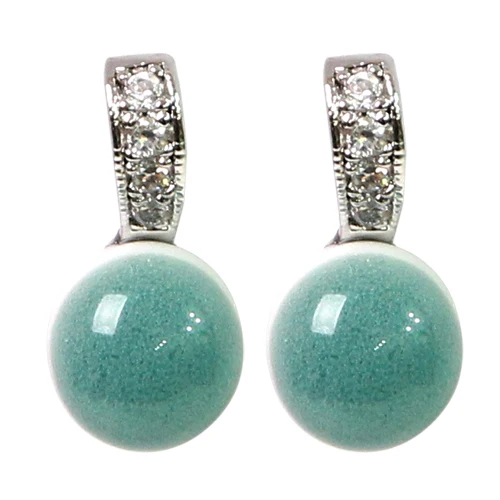 Celadon earrings - Korean style Handicraft porcelain earrings