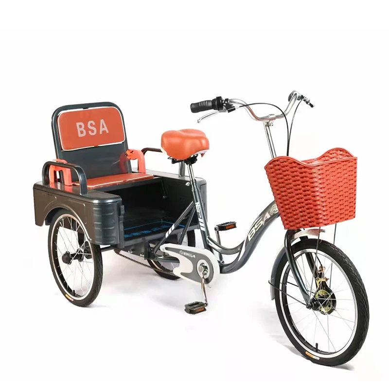 3 wheel adult manpower bike Bicycle tricycle with back seat and basket