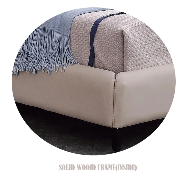 Modern Design Double King Queen Size Bed Frame With Leather Upholstered Headboard Bed Platform For Hotels Inn Guesthouse Suites