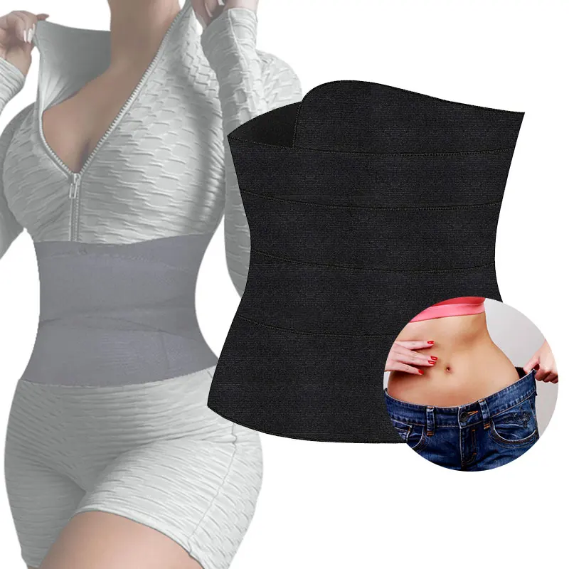 
LangQin 2021 Hot Sell wrap belttummy wrap Tummy Control Elastic Rubber Tummy Wrap Slimming Belt Logo Tape Measure Neoprene 