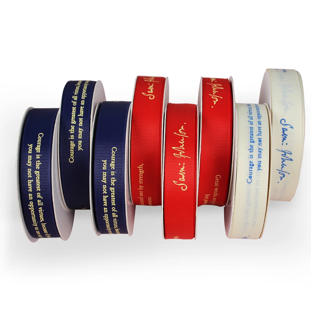 gift packaging decoration ribbon custom logo printed ribbon 1 inch  gift  with colors grosgrain satin ribbon