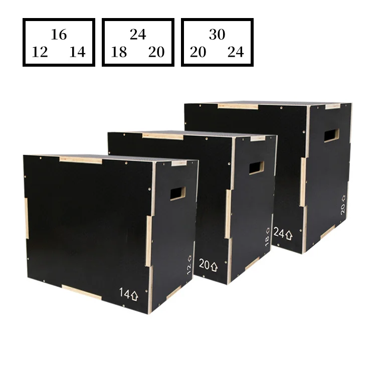 Black wooden jumping box with non-slip grain waterproof fitness jumping training wooden bench