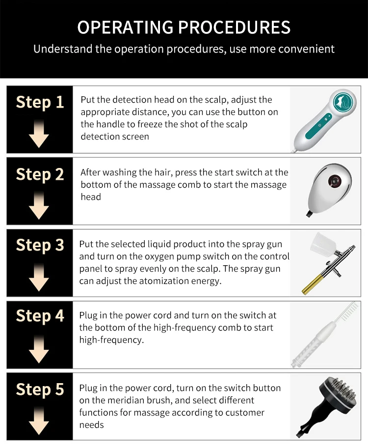 Hair Scalp Analyzer Machine Follicle Analysis With Sprayer Rf Massage Management Hair Scalp Treatment Machine