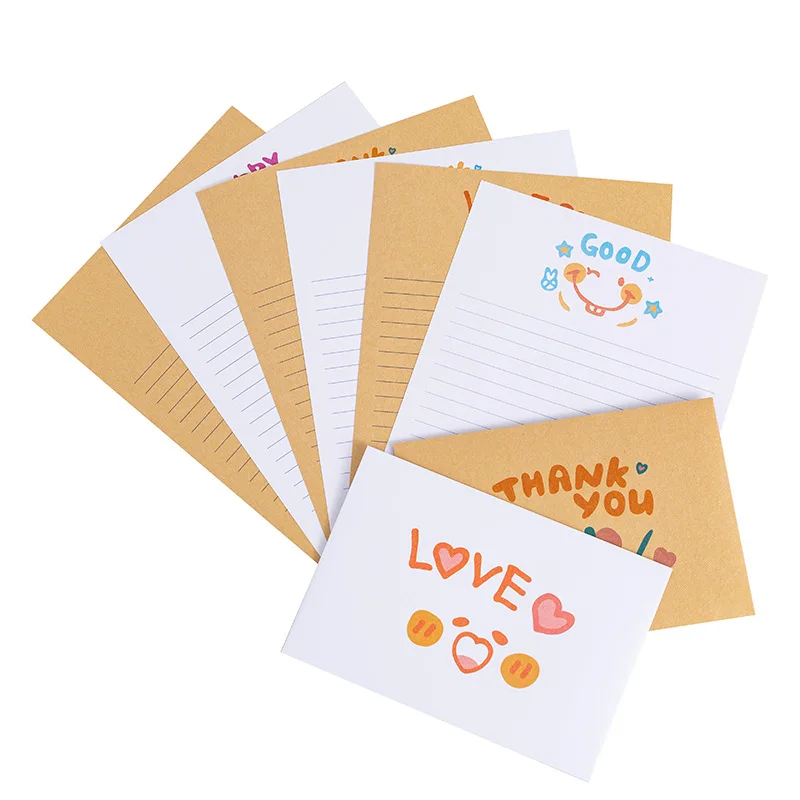 
Smile Simple Romantic Cute Cartoon Kraft Paper Envelope Letter Stationery Set 
