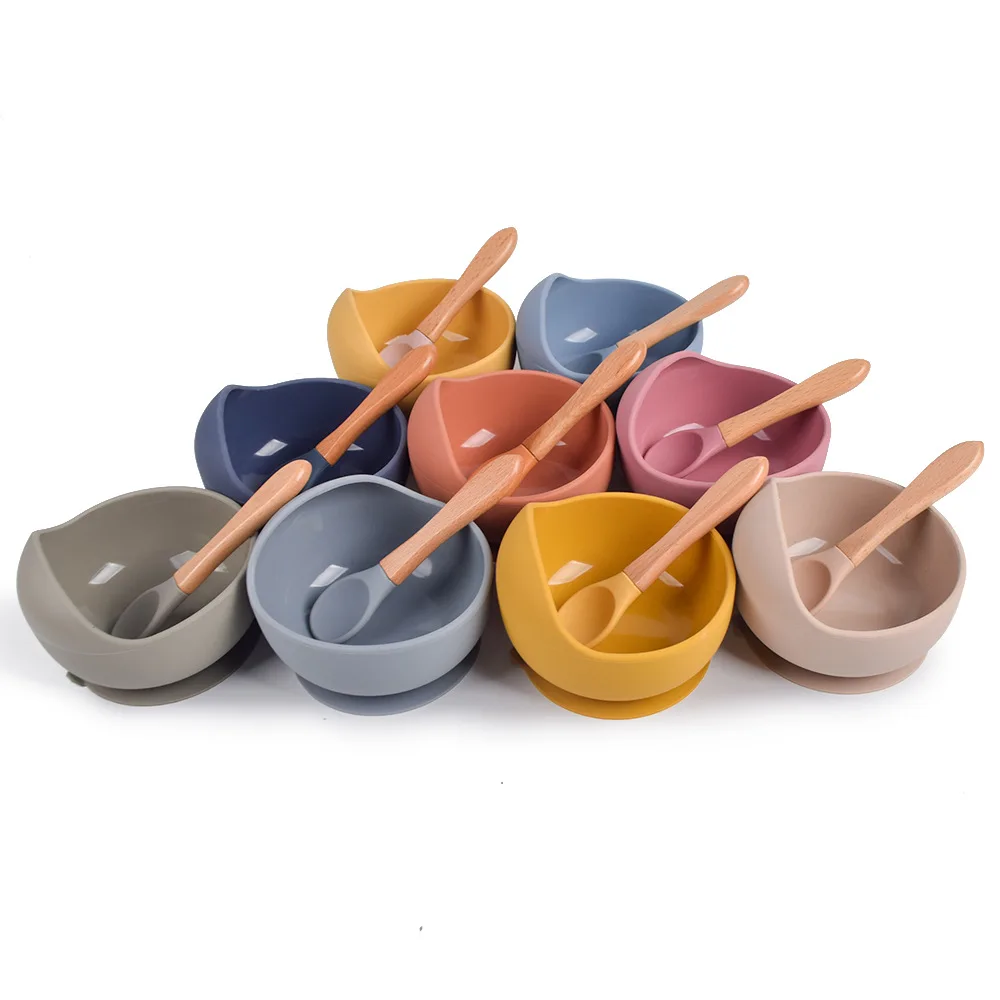 1set Baby Silicone Bib Feeding Set Baby Bowl Spoon Cup High Quality Silicone Portable Tableware for Children travel cutlery set