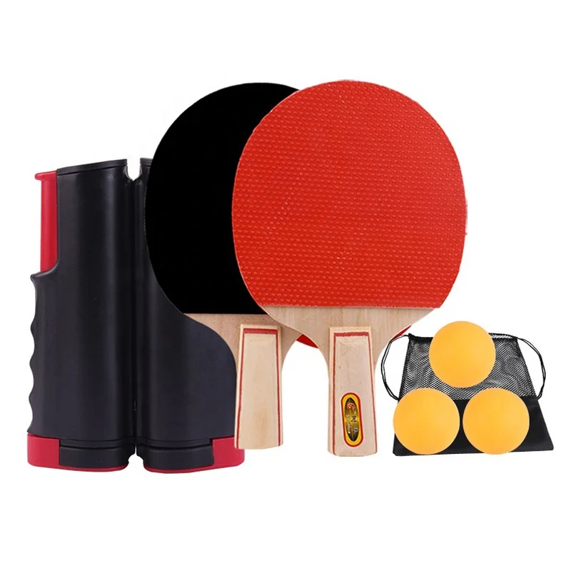 Adjustable Retractable Ping Pong Net Set with Post Professional Table Tennis Rackets and Balls Net with Posts