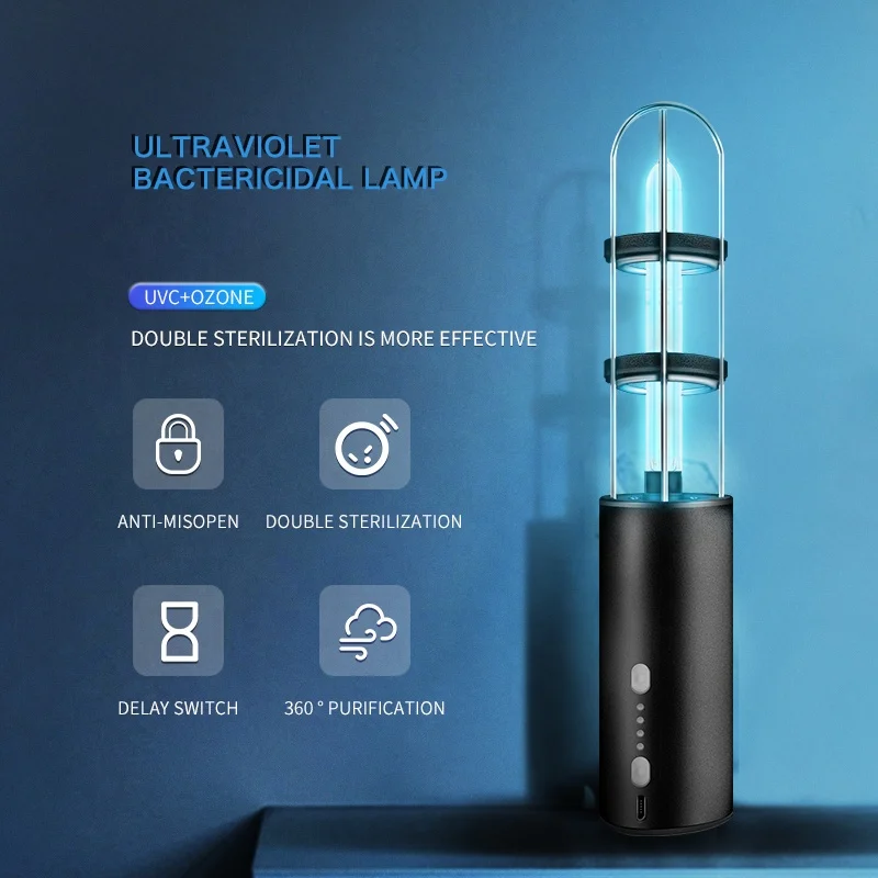 WARSUN Q1mini portable rechargeable family bactericidal lamp uv disinfecting uvc ozone light 185-254nm uv-c sterilization lamp