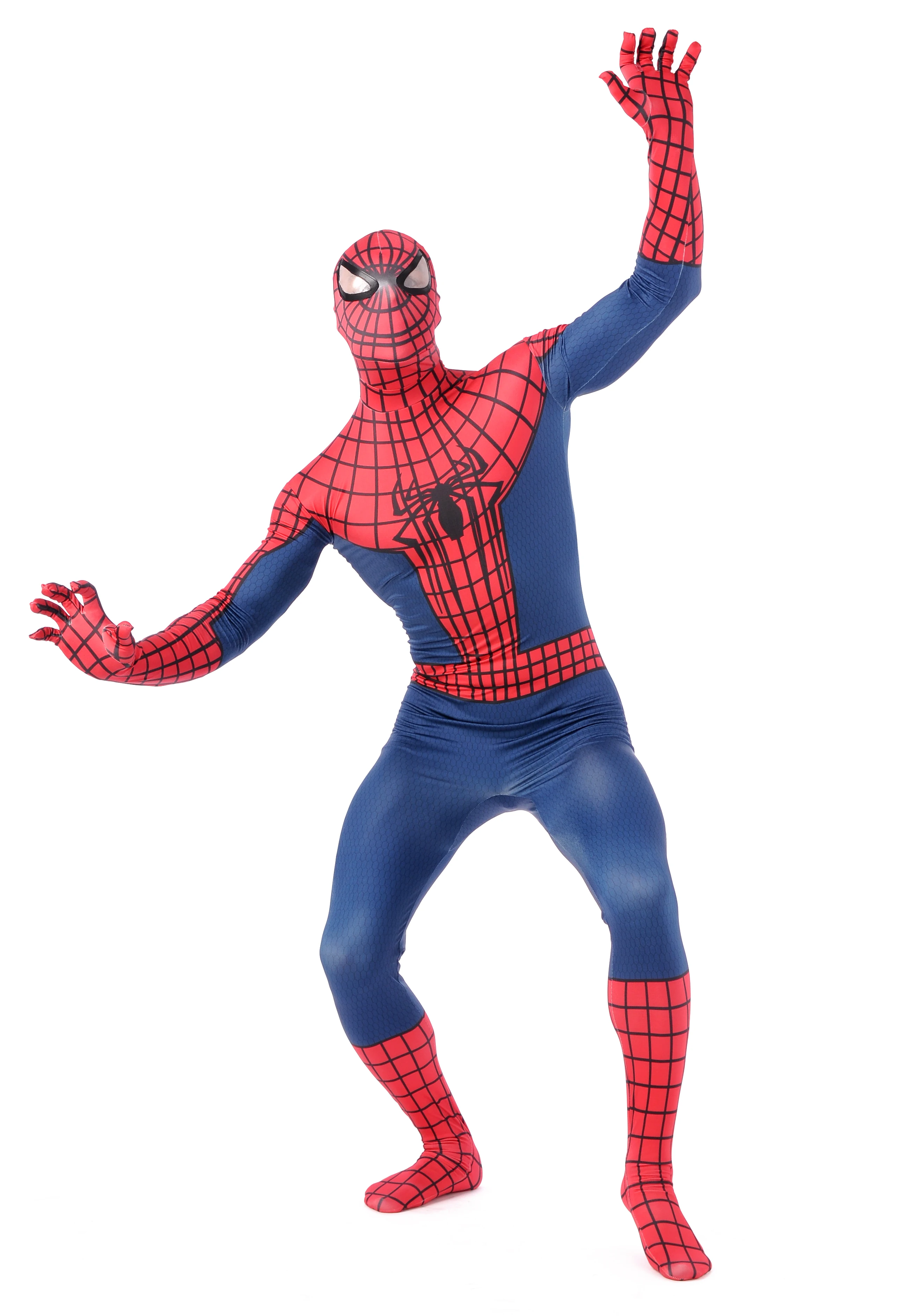 Newest Design Adult Men Comic Spiderman Bodysuit Spider Web Jumpsuit Breathable Zentai Catsuit for Halloween Christmas Cosplay