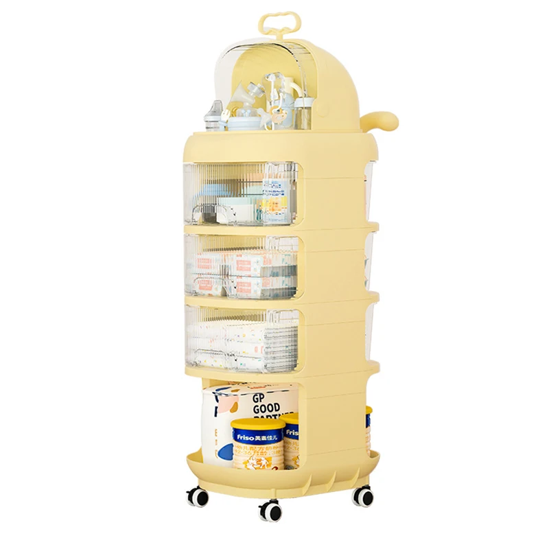 5 layer Whale PP+Engineering Resin material shelves storage rolling cart baby bottle toys books drawer storage trolley rack