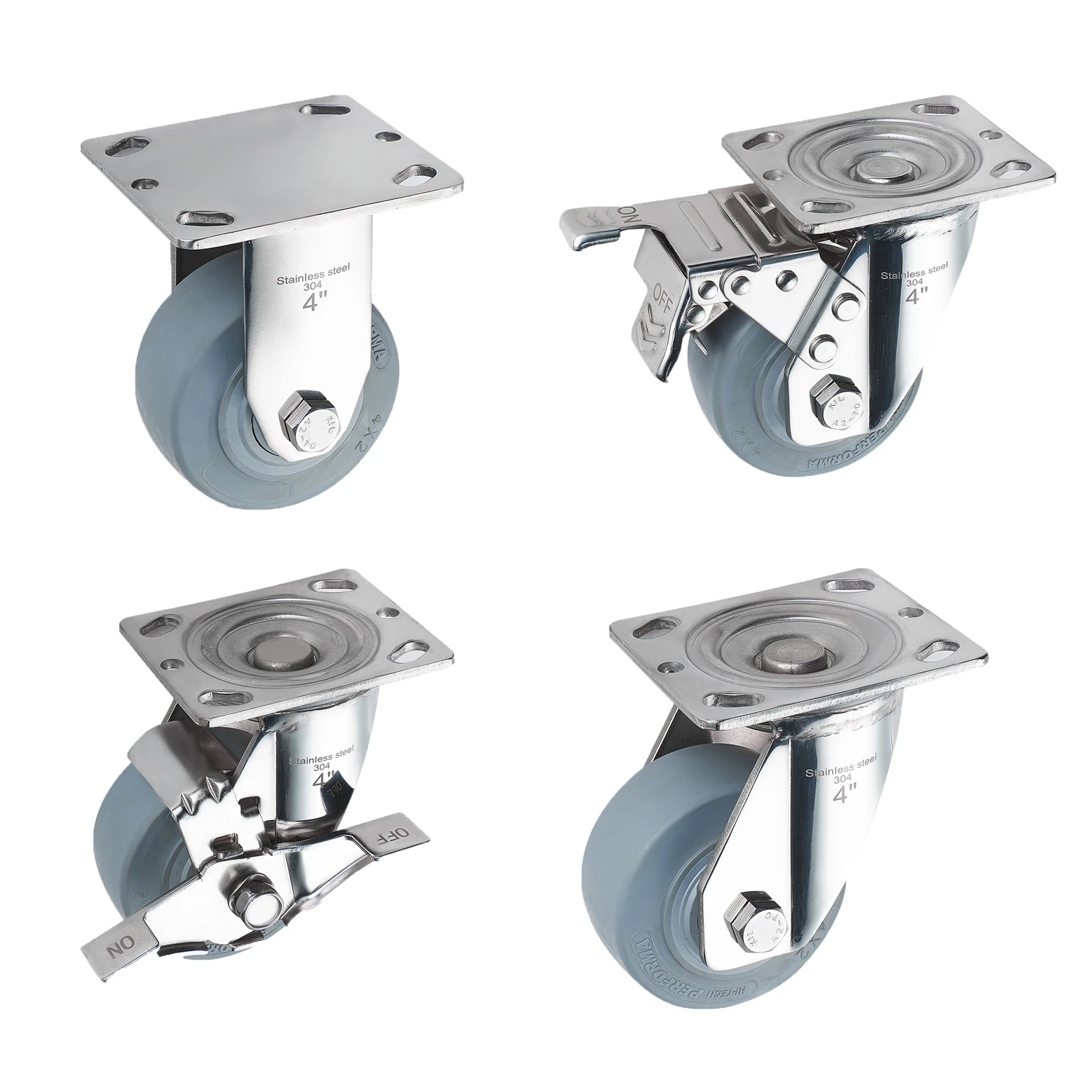 Средний 3 дюймовые рыболовные плоскогубцы из нержавеющей стали, универсальные резиновые колеса пуш-ап, Вращающиеся промышленные колесики с тормозом