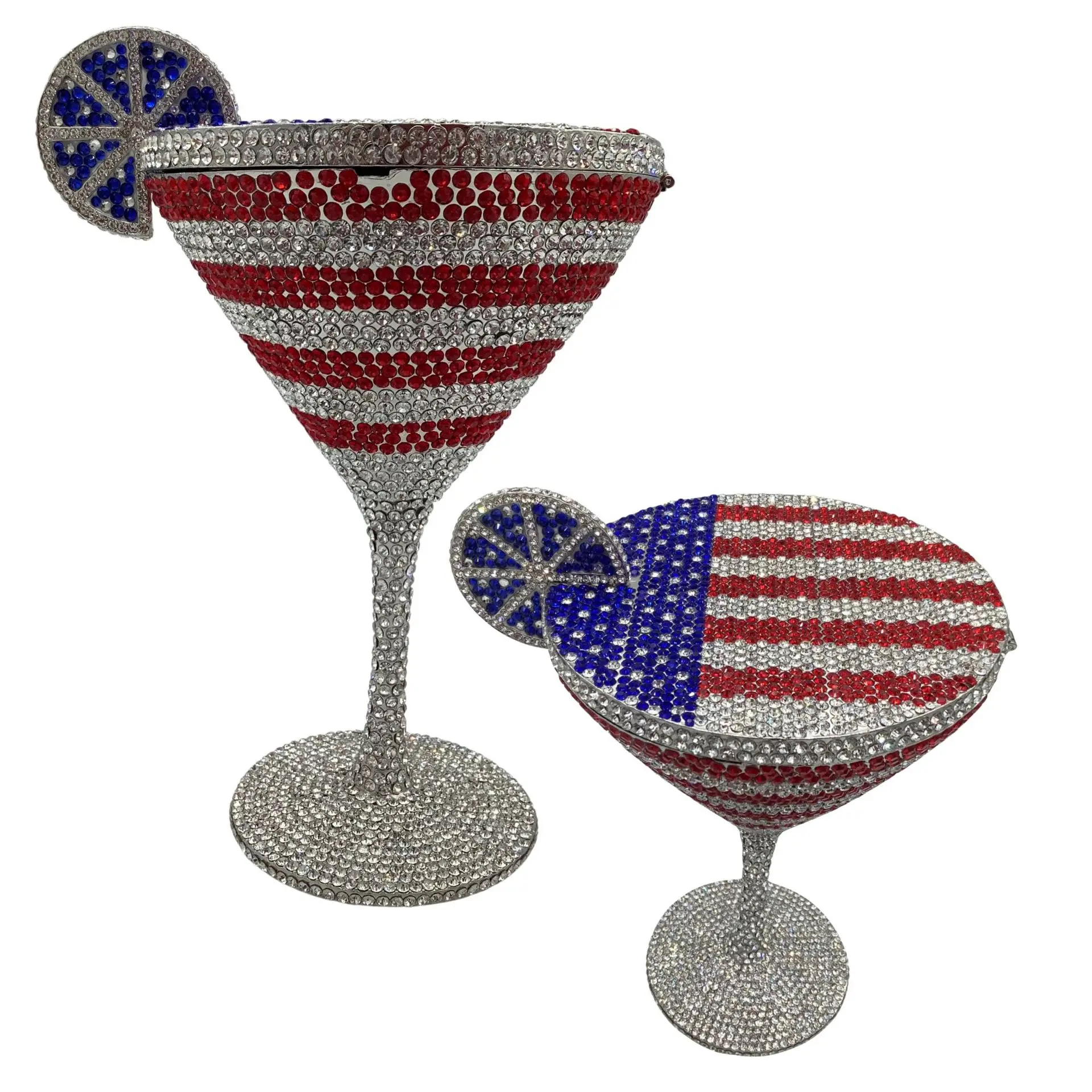 Fashion rhinestone crystal diamond clutch Cocktail goblet purse evening wine glasses handbags ladies women hand bags