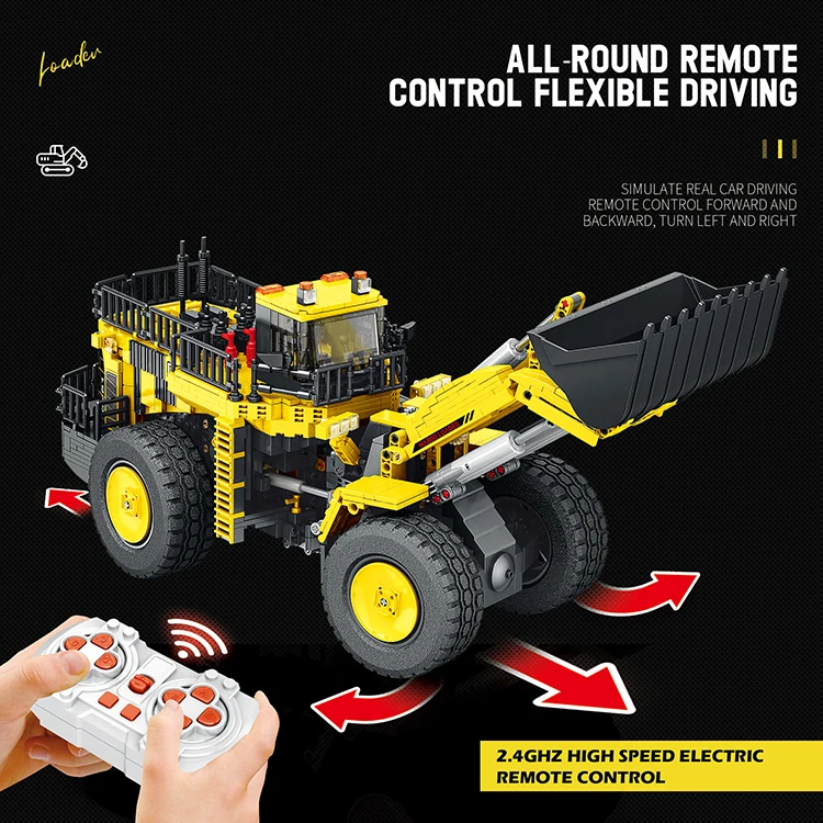 1:8 Scale Simulation Loader Truck Toys Blocks Set Creative Electric Rc Engineering Vehicle Bricks Set