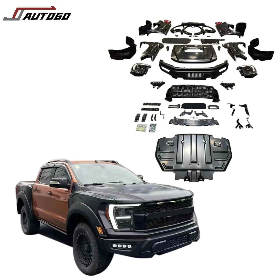 Body Kit For Ford Ranger 12-21 Update to 2022 2023+ raptor headlight taillight front rear bumper fender Hood door wheel arch