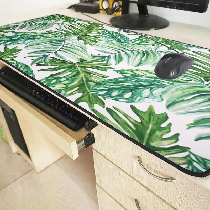 Banana Leaf Plant Large Gaming Mouse Pad Lock Edge Mouse Mat Keyboard Mat Desk Mat for Notebook Laptop Gamer Mousepad