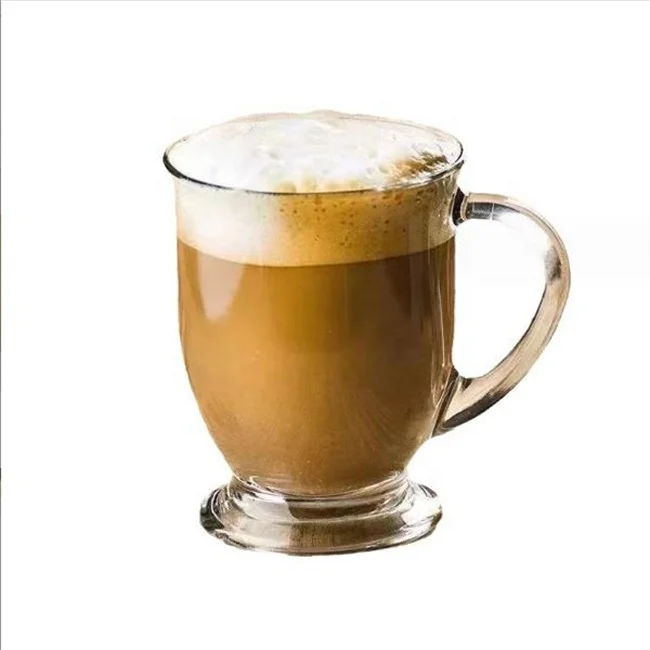 15oz Best Quality Coffee Glass Mugs Transparent Tea Milk Coffee  Juice Glass Cup with handle