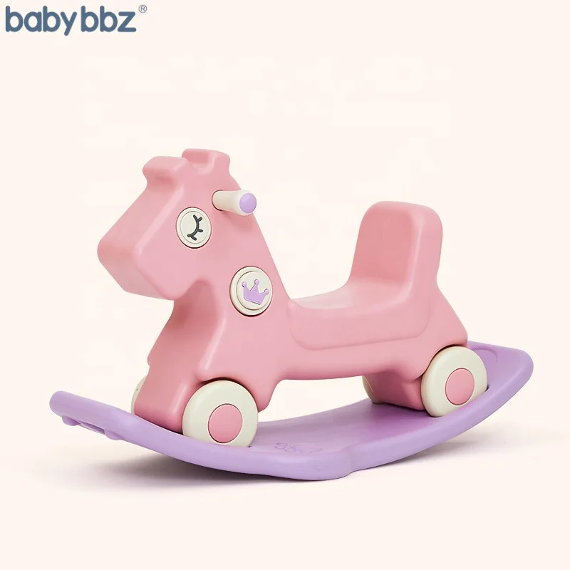 
BabyBBZ Rocking Horse for Children Indoor Playground Rocking Horse and Slide Car Toy for Baby-Pink 