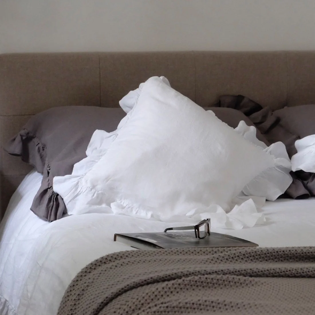 Custom 100% Linen hemp bedding product Scandinavian Nordic style interior decor natural color Sham Pillowcase