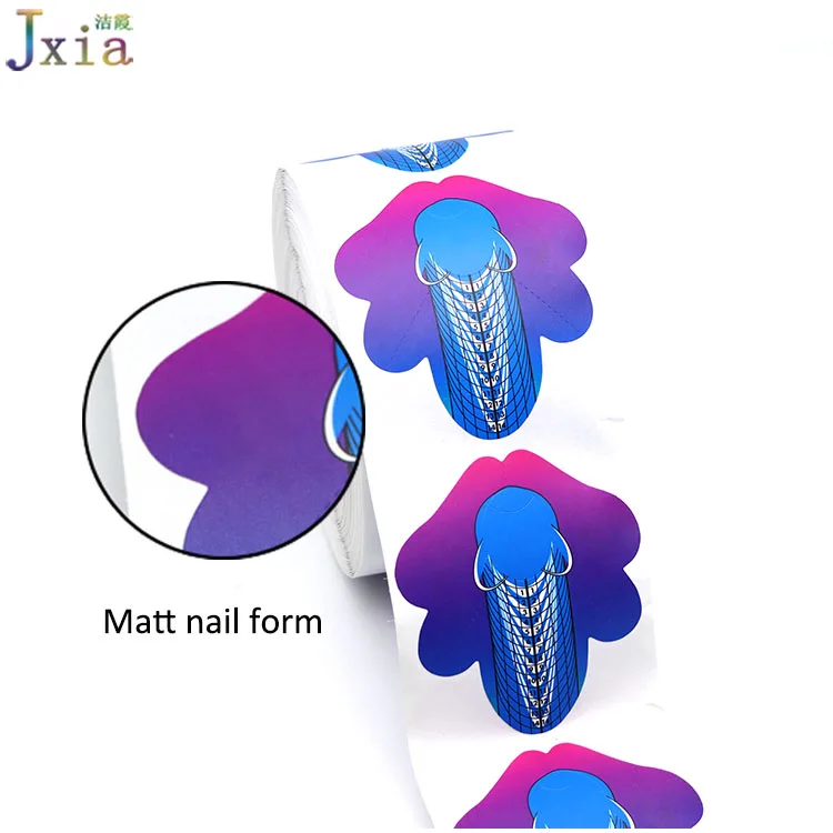 Jiexia Custom Logo Manicure Acrylic Extension Sticker UV Building Stencil 157g Paper Matt Color Nail Form