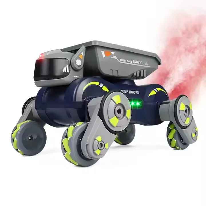Stunt Car Transport Water Bomb 2-In-1 Intelligent Mechanical Dog Gesture Remote Control Dual Induction Spray Music Robot Dog Toy