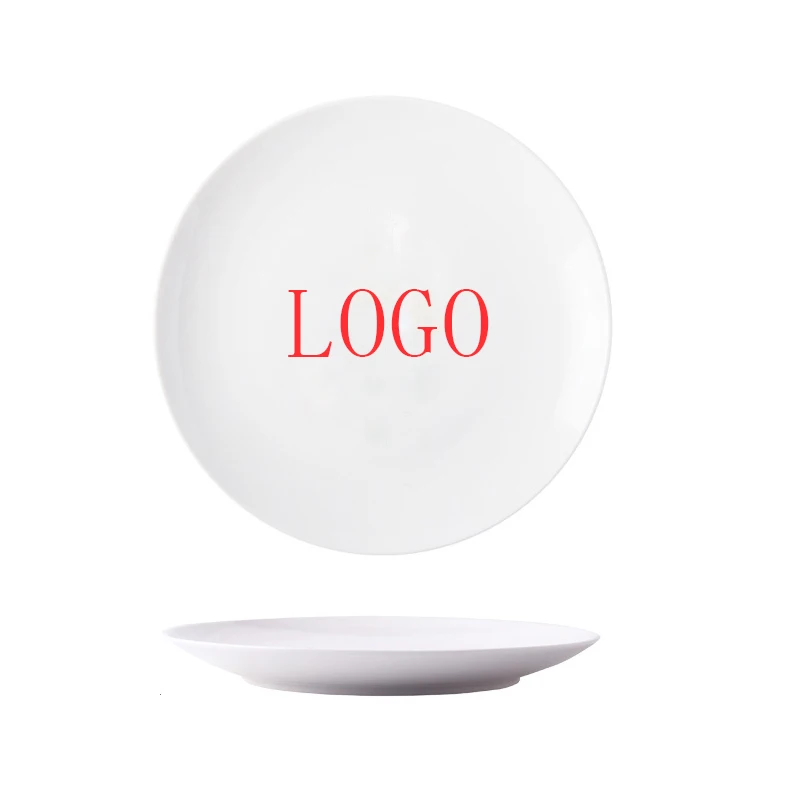 wholesale custom logo cheap round white ceramic porcelain kitchen charger dinner dish plates for wedding