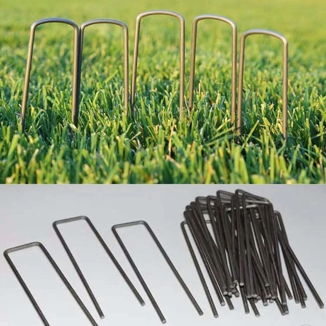 Ground Nails Yard Garden Stakes Galvanized U-shaped Pins and Landscaping Staples for Sod Plastic Landscape