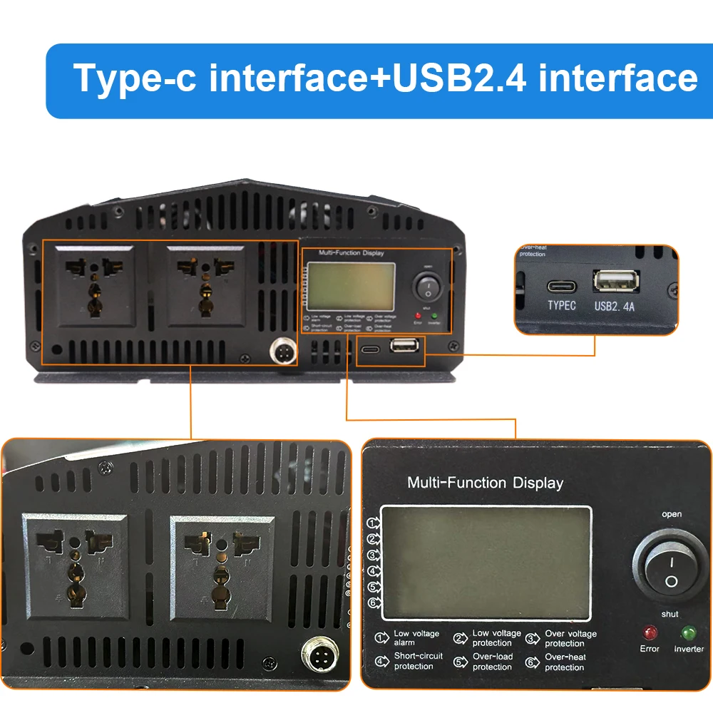 Invertor Pure Sine Wave Power Inverter 12V 24V 48V To 110V 220V Multiple Voltage 3000W 4000W 5000W 6000W Off Grid Solar Inverter