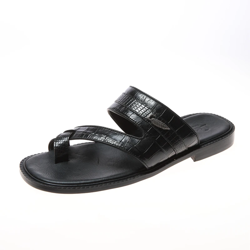 Men new styles men casual leather trending custom made leather slippers for men