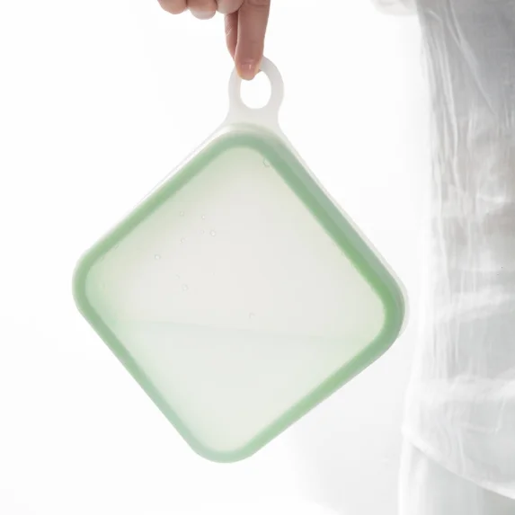 Leakproof Soft sealed Lunch Boxes Sandwich Toast Case Silicone Lunch Bento Box Silicone Food Lunch Boxes
