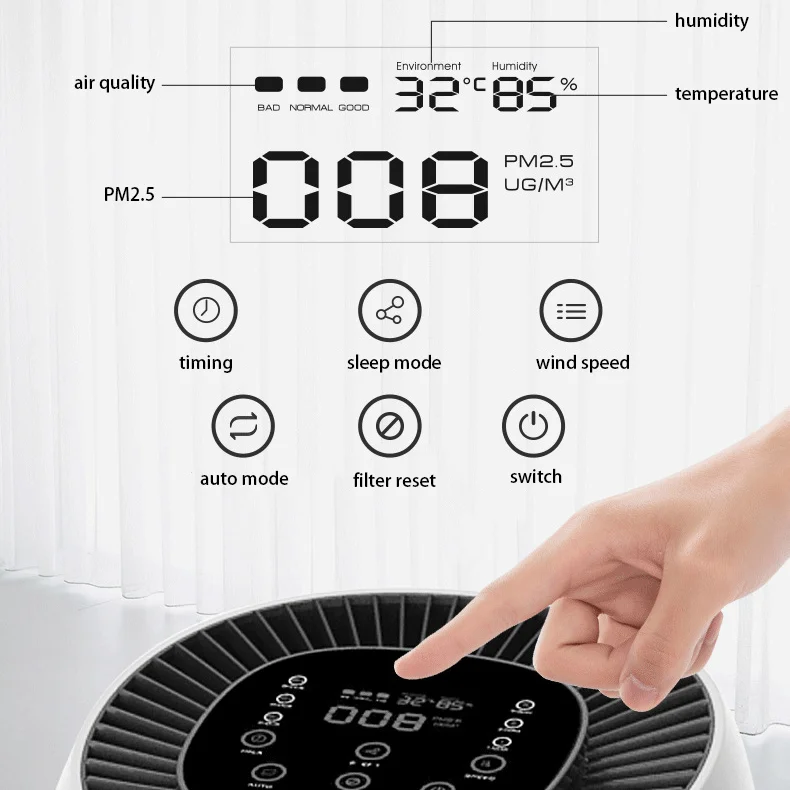 Portable  Air Cleaner Small Home Appliance Desktop Smart Air Purifier for Home Office   Hotel