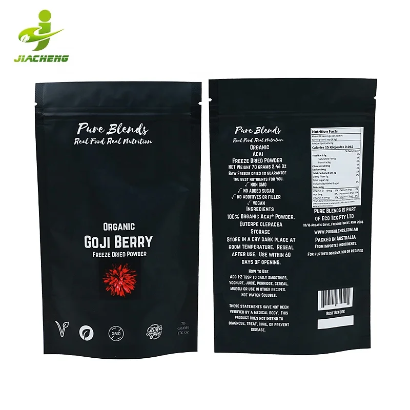 Custom Printed Zipper Mylar Bags Food Packaging Freeze Dried Fruits Powder Ziplock Stand Up Pouch