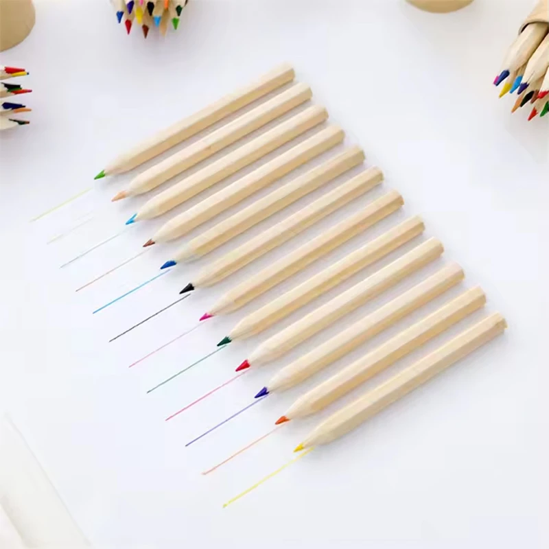 Eco Friendly Kraft Paper Tube 6pcs/12pcs set Color Pencils Set School Colored Round Wooden Pencil Custom Logo Colors Pencils