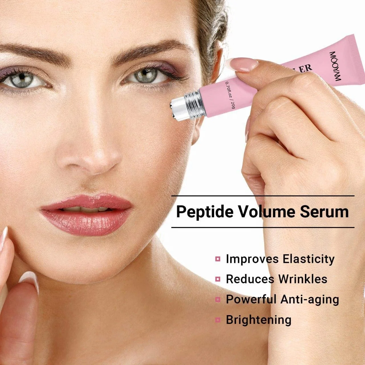 Private Label Anti Aging Wrinkles Dark Circles Puffy Eye Serum Peptide Panthenol Essence Cream Roll On Eye Roller Serum
