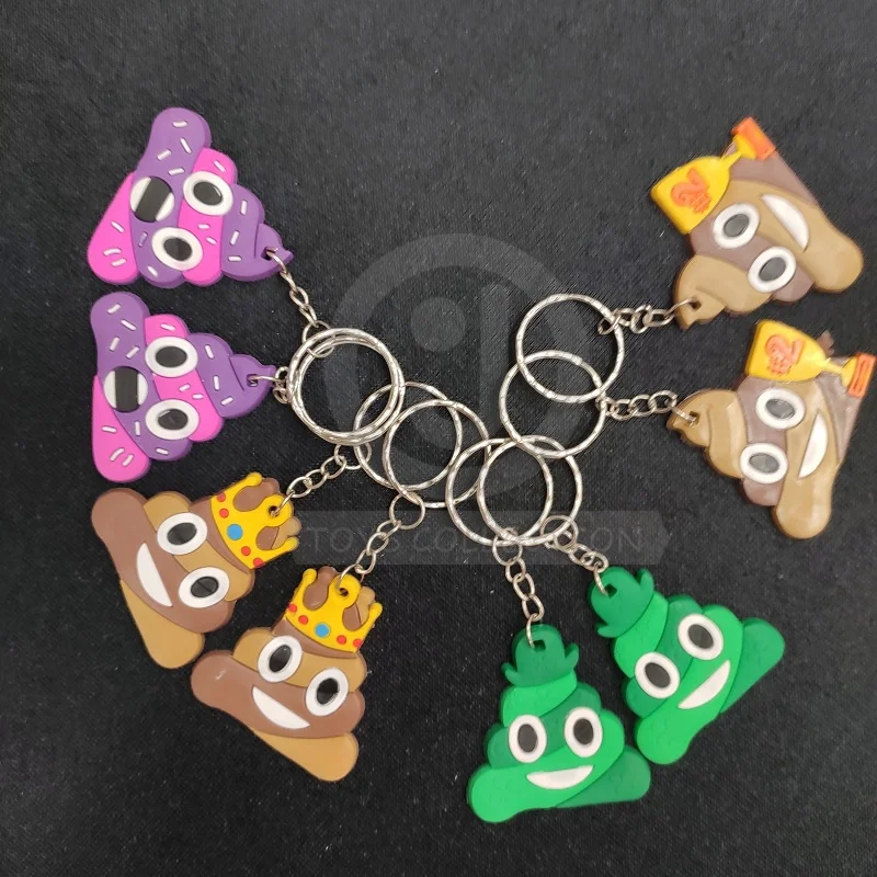 Hot Selling Toys Cute Poo Keychain Decoration PVC Key Ring Soft Joke Colorful