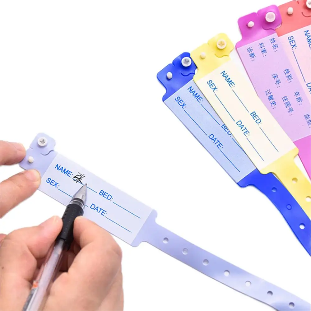 One Time Use Waterproof Handwriting Patient Identity Information Adult Child Soft Plastic PVC Vinyl Wristbands For Hospital