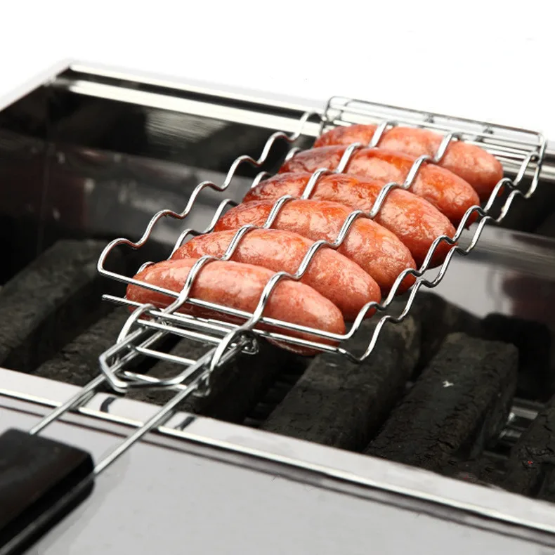BQT006 High Quality Stainless Steel Grill Basket Sausage Grilling Rack for BBQ
