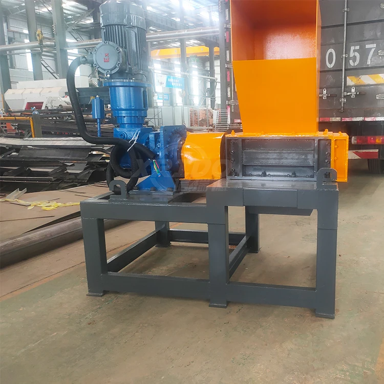 double shaft waste cardboard paper tire rubber metal scrap and plastic shredder for recycling machine